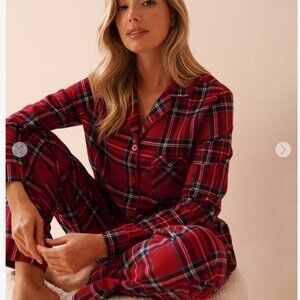 La Vie En Rose Red Plaid Cotton Pajama Set